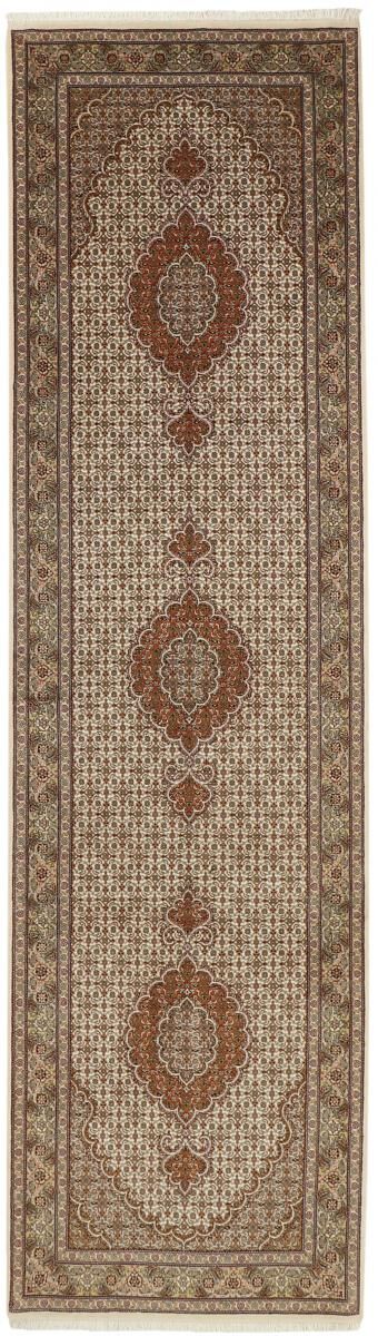 Nain Trading Handgeknüpfter Teppich Täbriz 50Raj Mahi 311x81 Läufer Beige/Dunkelbraun (Wolle mit Seide, Persien/Iran)