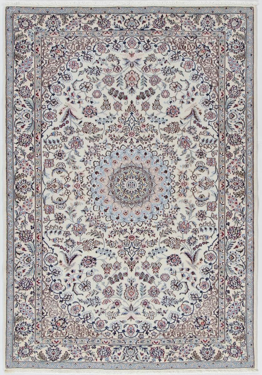 Nain Trading Persischer Nain 6La Teppich 164x111 Dunkelgrau/Beige (Wolle mit Seide, Persien/Iran, Handgeknüpft)