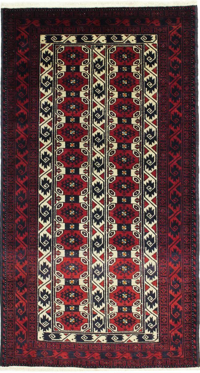 Nain Trading Persischer Belutsch Teppich 186x101 Läufer Beige/Dunkelbraun (Wolle, Persien/Iran, Handgeknüpft)