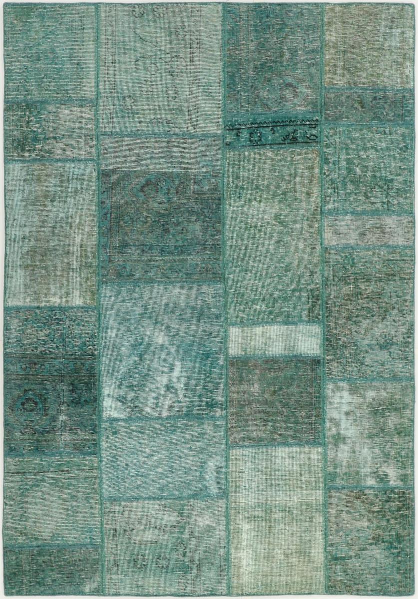 Nain Trading Persischer Patchwork Teppich 201x148 Dunkelgrau/Hellblau (Wolle, Persien/Iran, Handgeknüpft)