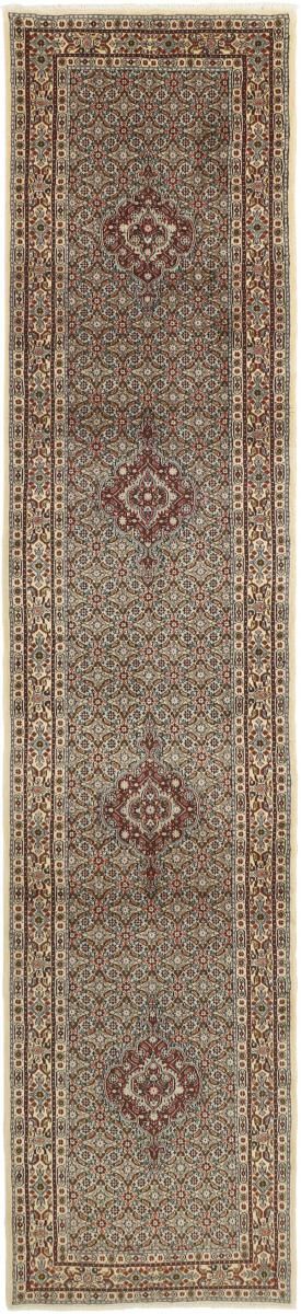 Nain Trading Orientalischer Moud Mahi Teppich 392x81 Beige/Dunkelbraun (Persien/Iran, Wolle mit Seide, Handgeknüpft)