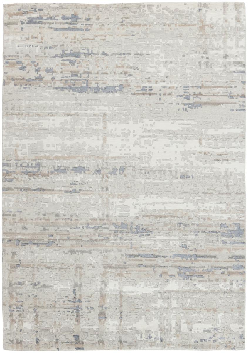 Nain Trading Orientteppich Mila 299x201 Grau/Beige (Indien, Handgeknüpft, Wolle mit Bambus-Seide)