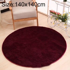 Shoppo Marte KSolid Round Carpet Soft Fleece Mat Anti-Slip Area Rug Kids Bedroom Door Mats, Size:Diameter: 140cm(Wine Red)