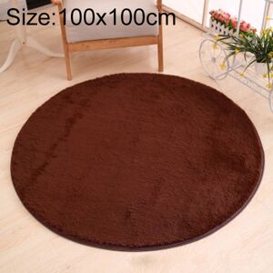Shoppo Marte KSolid Round Carpet Soft Fleece Mat Anti-Slip Area Rug Kids Bedroom Door Mats, Size:Diameter: 100cm(Coffee)