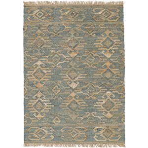 RugVista Kalahari Jute Tæppe - Beige / Blå 170x240