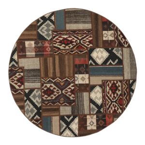 Håndknyttet. Oprindelse: Persia / Iran Kelim Patchwork Tæppe  Ø 150