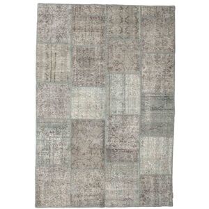 Håndknyttet. Oprindelse: Turkey Patchwork Taeppe 157X230 Uldtæppe Grå/Beige Lille Tæppe