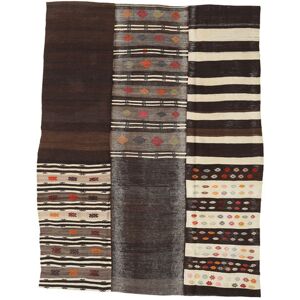 Håndknyttet. Oprindelse: Turkey Kelim Patchwork Tæppe 202X260 Brun/Beige (Uld, Tyrkiet)