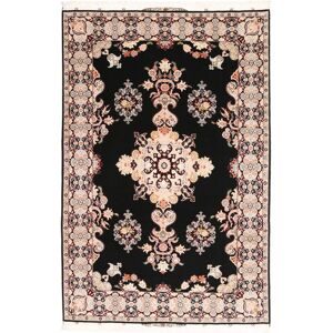 RugVista Håndknyttet Tabriz#60 Raj Silketrend Taeppe 202X305 Persisk Sort/Beige Tæppe