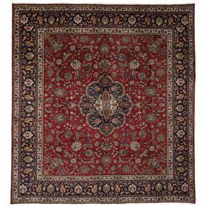 Håndknyttet. Oprindelse: Persia / Iran 300X330 Tabriz Taeppe Tæppe Ægte Orientalsk Håndknyttet Kvadratisk Sort/Brun Stort (Uld, Persien/Iran)