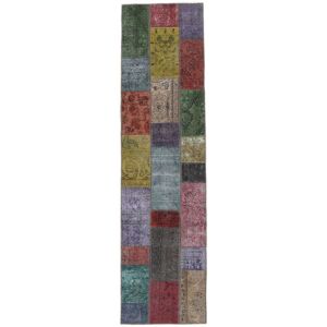 Håndknyttet. Oprindelse: Persia / Iran 80X311 Patchwork - Persien/Iran Tæppeløber Tæppe Sort/Mørkerød Persien/Iran