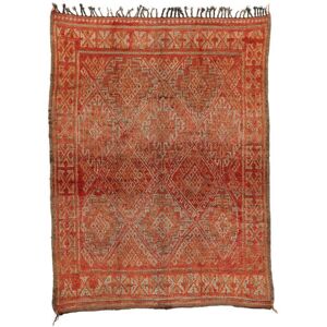 Håndknyttet. Oprindelse: Morocco 195X260 Berber Moroccan - Mid Atlas Vintage Tæppe Moderne Mørkerød/Brun (Uld, Marokko)