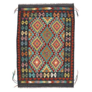 Håndknyttet. Oprindelse: Afghanistan 99X145 Kelim Afghan Old Style Taeppe Tæppe Orientalsk Sort/Mørkerød (Uld, Afghanistan)