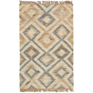 RugVista Patagonia Jute Tæppe - Crème beige / Blå 100x160