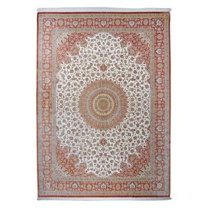 Håndknyttet. Oprindelse: Persia / Iran Qum silke Tæppe 305x400