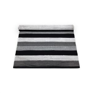 Rug Solid Cotton rug 75x200 - Black/Grey/White Striped OUTLET