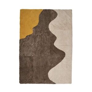 Natures Collection New Zealand Sheepskin River Design Rug 150x200 cm - Yellow/Cappuccino/Pearl