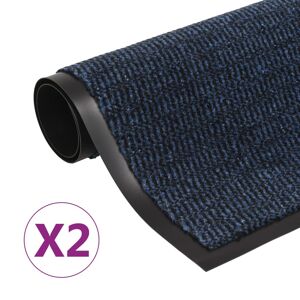 vidaXL måtter med støvkontrol rektangulær 2 stk. tuftet 80x120 cm blå