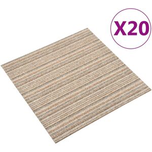 vidaXL tæppefliser 20 stk. 5 m² 50x50 cm stribet beige