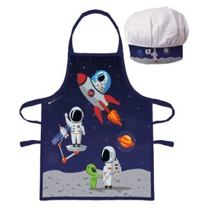 Home-tex Børneforklæde - Astronaut i rummet - Forklæde og kokkehue - Til den lille køkkenchef