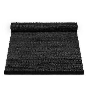 Rug Solid læder tæppe - 65x135 - Black