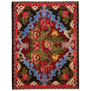 Anudada a mano . Origen: Moldova Rose Kilim Old Alfombra 150x196