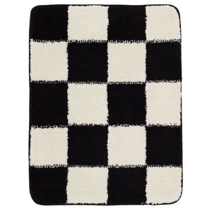 RugVista Luca Chess alfombrilla de baño - Negro / Blanco crudo 50x67