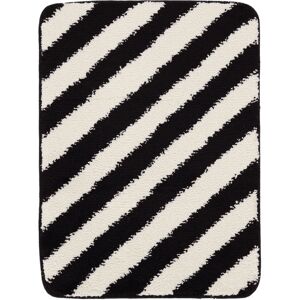 RugVista Bianca Stripe alfombrilla de baño - Negro / Blanco crudo 50x67