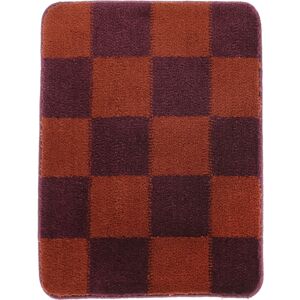 RugVista Luca Chess alfombrilla de baño - Púrpura oscuro / Terracota 50x67