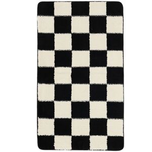 RugVista Luca Chess Alfombra - Negro / Blanco crudo 67x117