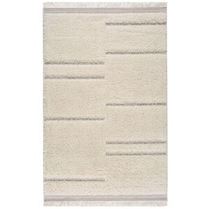 Unitrama Alfombra boho en blanco 155x235 cm