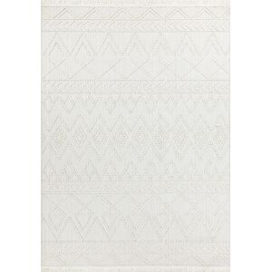Nazar Alfombra de color blanco con flecos y dibujo en relieve 160x230