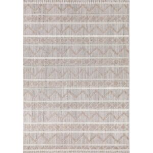 Nazar Alfombra de flecos con relieve beige 160x230