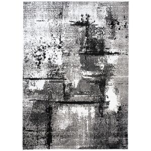 Tapiso Alfombra de salón blanco gris negro delgada 160 x 230 cm