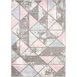 Tapiso Alfombra para niños gris rosa azul geométrico suave 160 x 220 cm