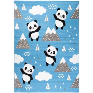 Tapiso Alfombra para niños azul negro blanco panda fina 160 x 220 cm