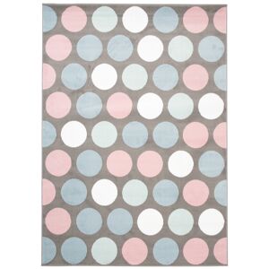 Tapiso Alfombra para niños gris rosa azul blanco Puntos suave 160 x 220 cm