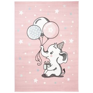 Tapiso Alfombra para niños rosa blanco gris azul elefante suave 160 x 220 cm