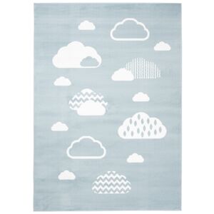 Tapiso Alfombra para niños azul blanco nubes suave 160 x 220 cm