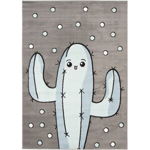 Tapiso Alfombra para niños gris azul blanco cactus suave 160 x 220 cm