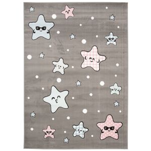 Tapiso Alfombra para niños gris rosa azul estrellas suave 160 x 220 cm