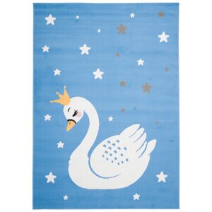 Tapiso Alfombra para niños azul blanco gris amarillo cisne fina 160 x 220 cm