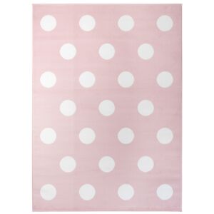 Tapiso Alfombra para niño rosa blanco puntos 160x220cm