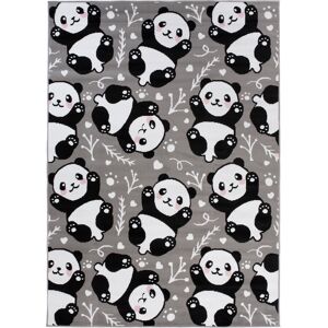 Tapiso Alfombra para niño gris blanco negro panda 160x220cm