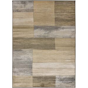 Unitrama Alfombra geométrica en viscosa beige, 140X200 cm