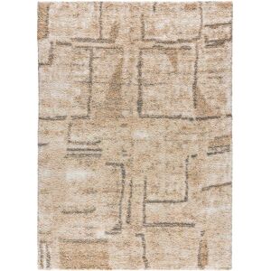 Unitrama Alfombra de pelo largo con texturas en tonos beige, 133X190 cm