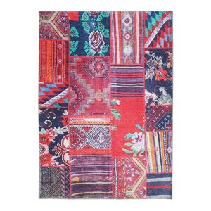 The Deco Factory Alfombra patchwork rojo verde/azul 160x230