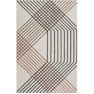 Esprit Alfombra de rayas de diseño beige hecha a mano, 140x200