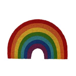 LOLAhome Felpudo antideslizante de arcoiris de fibra de coco natural de 60x40 cm