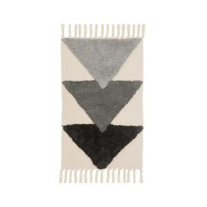 LOLAhome Alfombra flecos de triángulos gris de algodón natural y poliéster de 50x80 cm